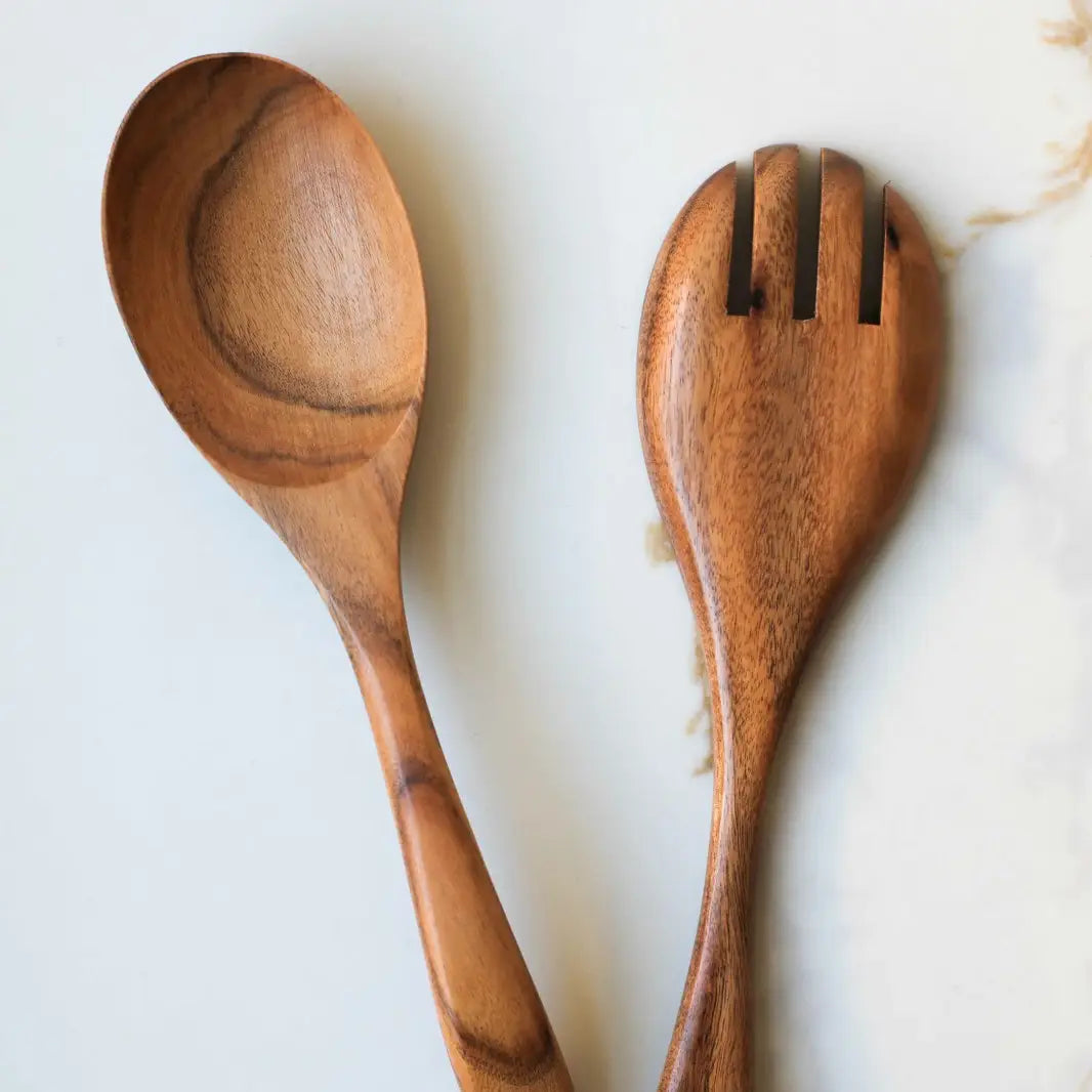 Wood Salad Spoon and Fork