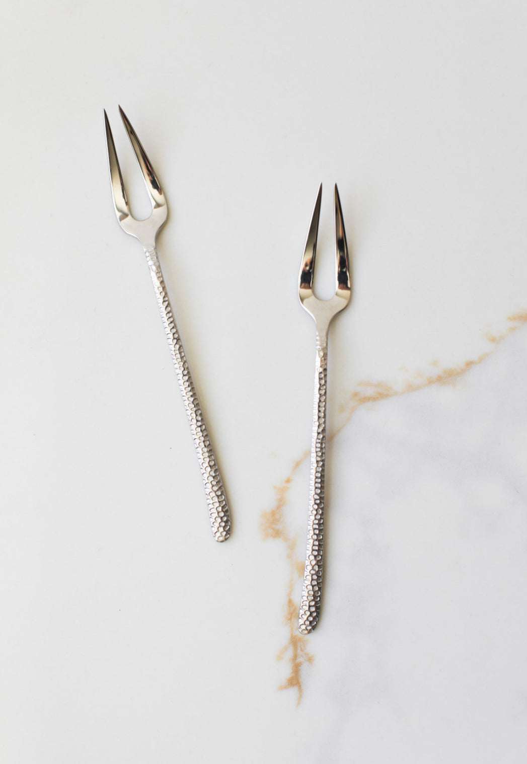 Hammered Stainless Steel Fruit Forks