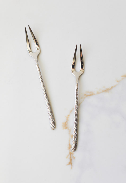 Hammered Stainless Steel Fruit Forks