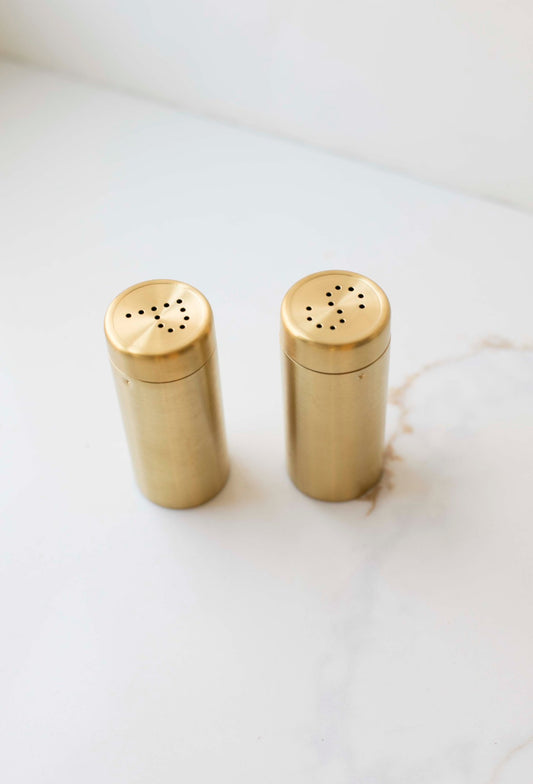 Brass Salt and Pepper Shakers Set