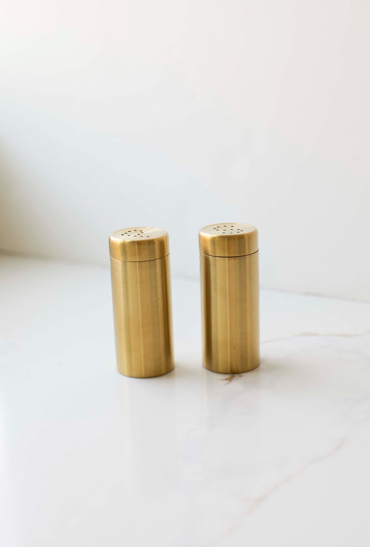 Brass Salt and Pepper Shakers Set