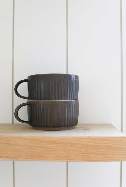 Ribbed Ceramic Coffee Mug