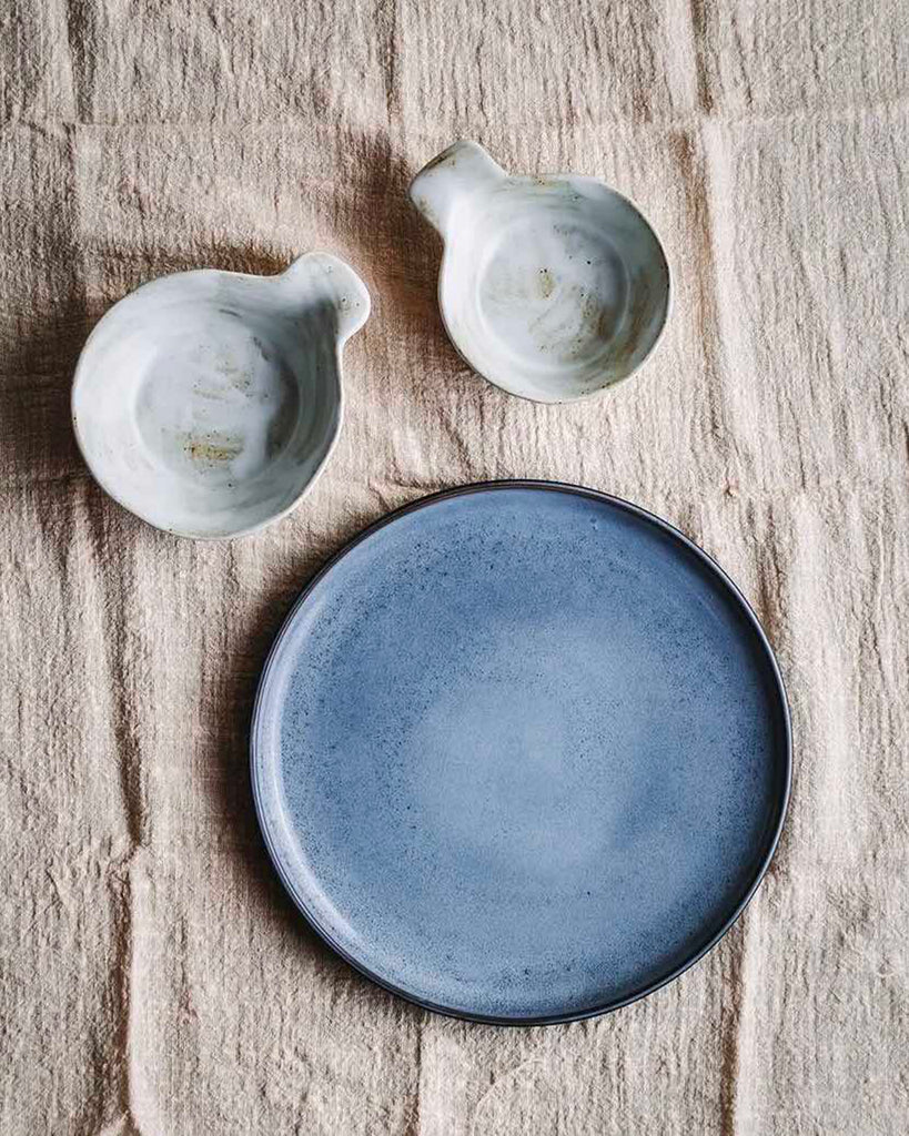 Blue Flat Porcelain Dinner Plates
