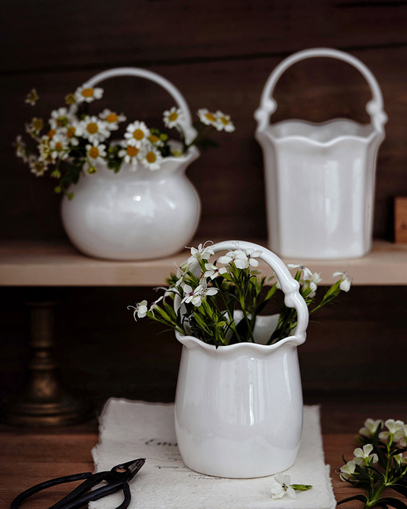 Ceramic Handheld Flower Basket