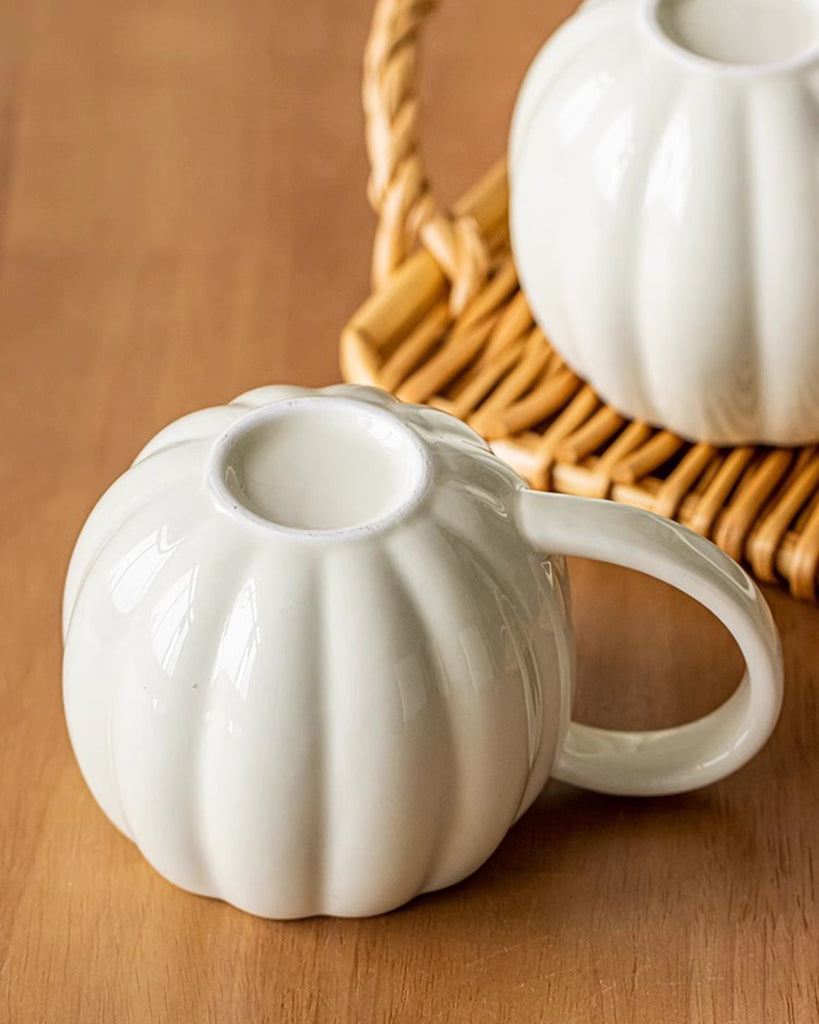 White Ceramic Pumpkin Mug
