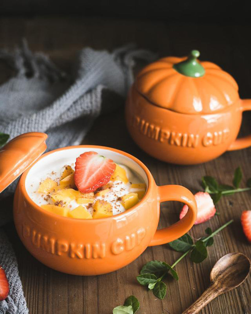 Ceramic Pumpkin Mug with Lid