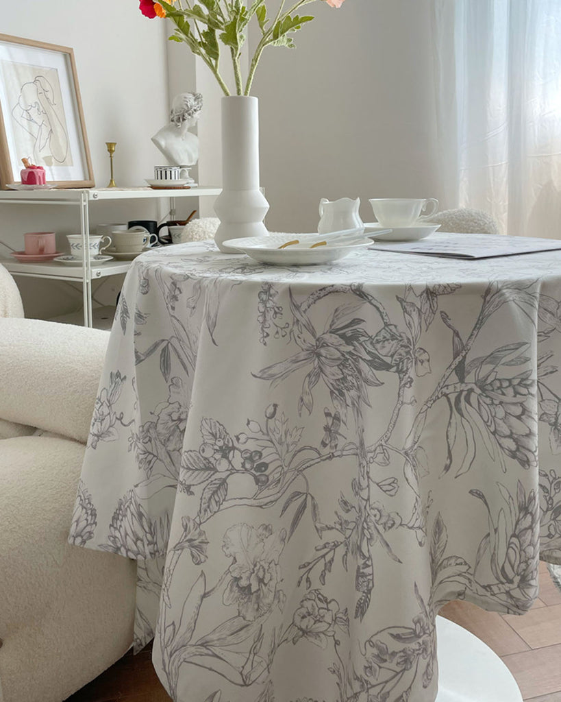 Light Floral Printed Tablecloth