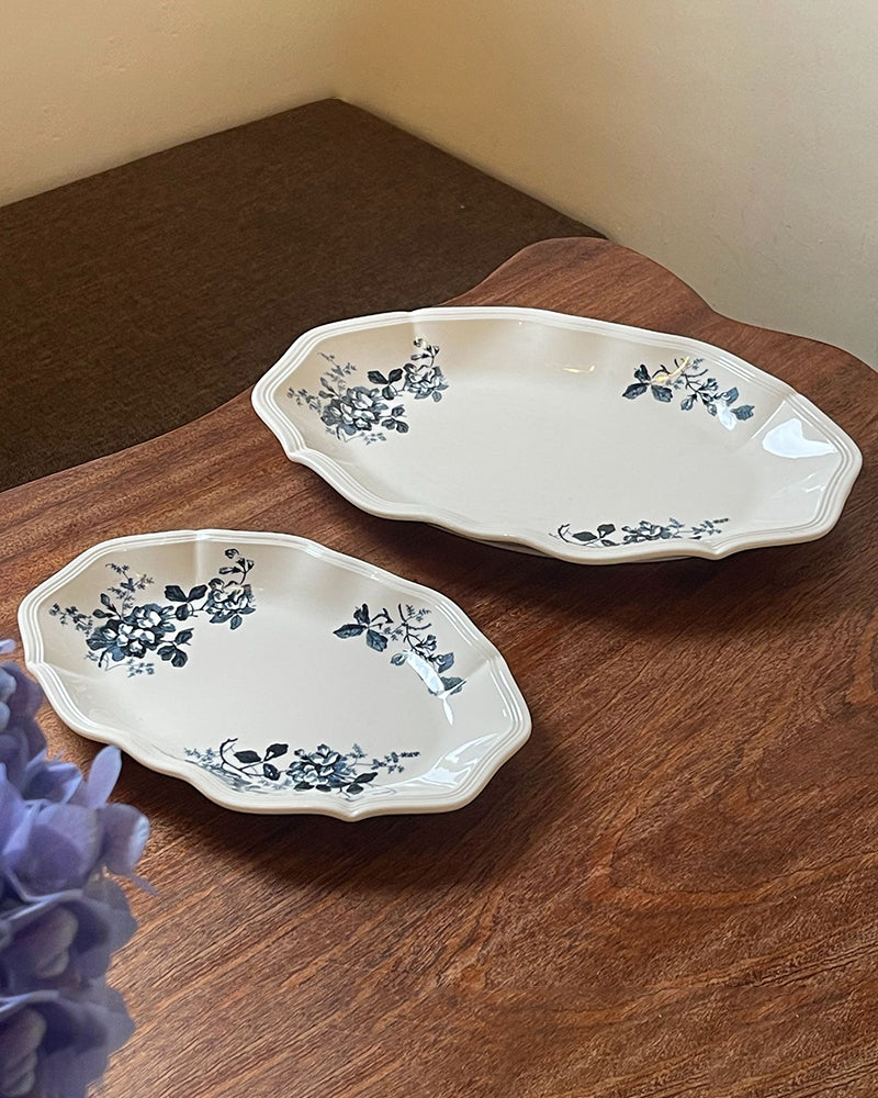 Vintage French Style Floral Oval Plates