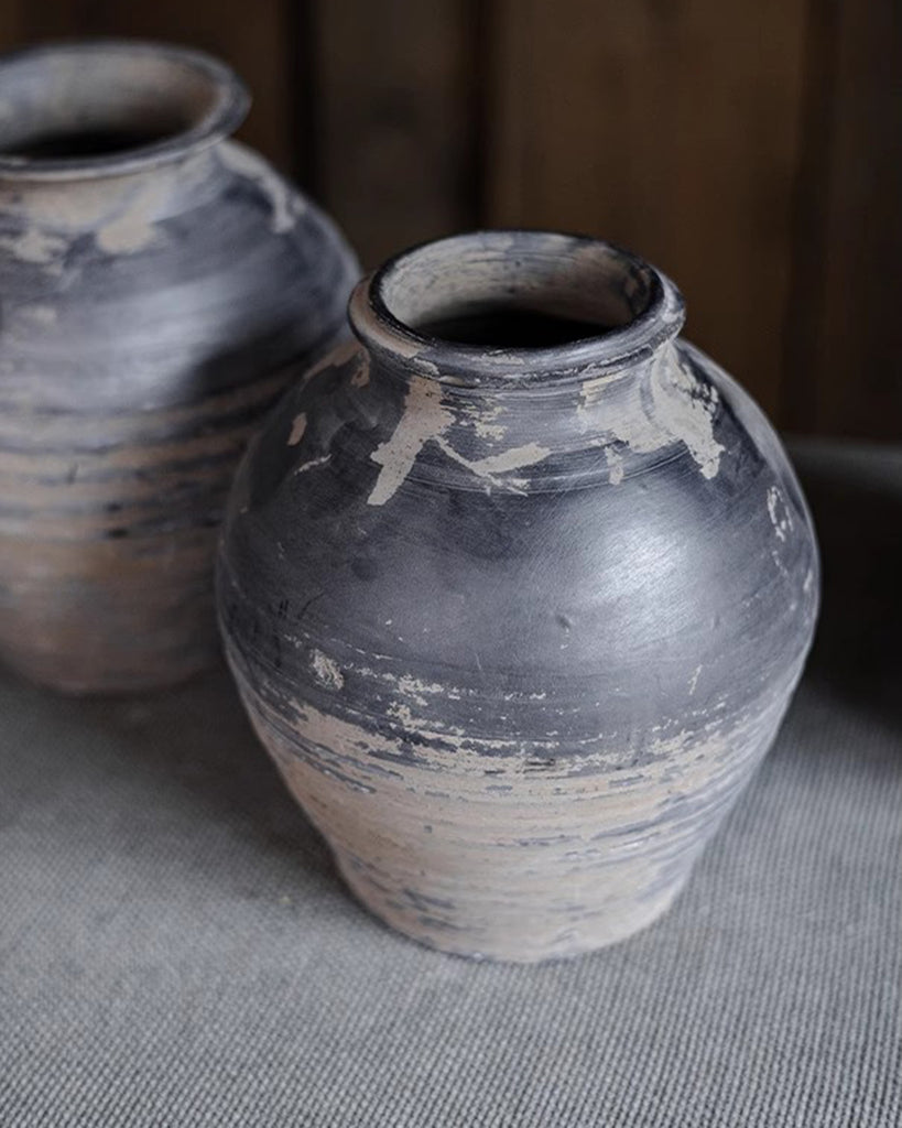 Black pottery vintage vase