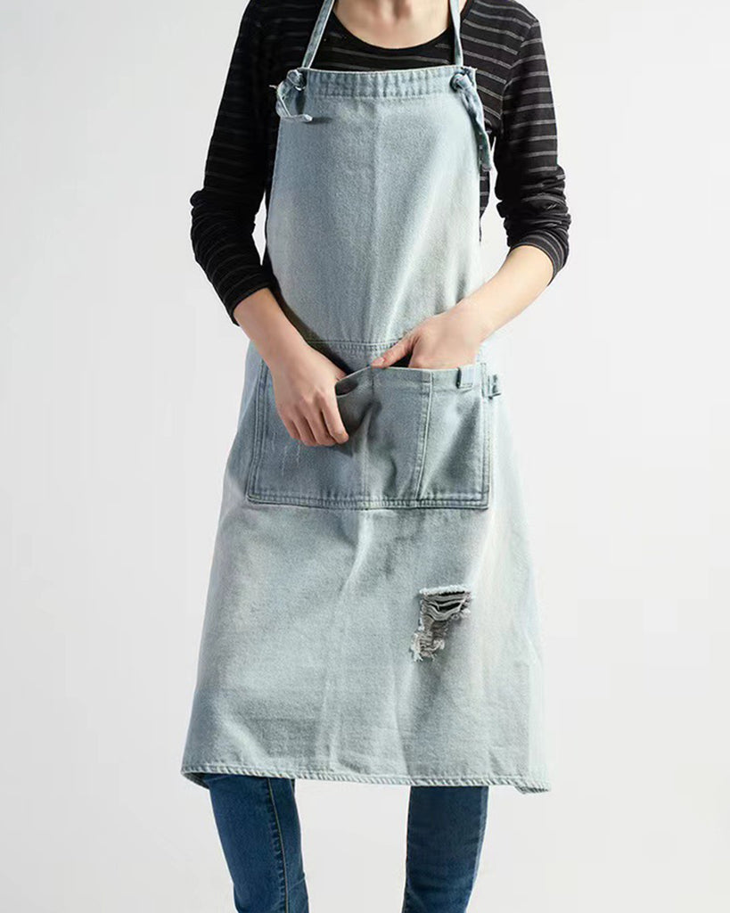Denim Apron with Two Pockets