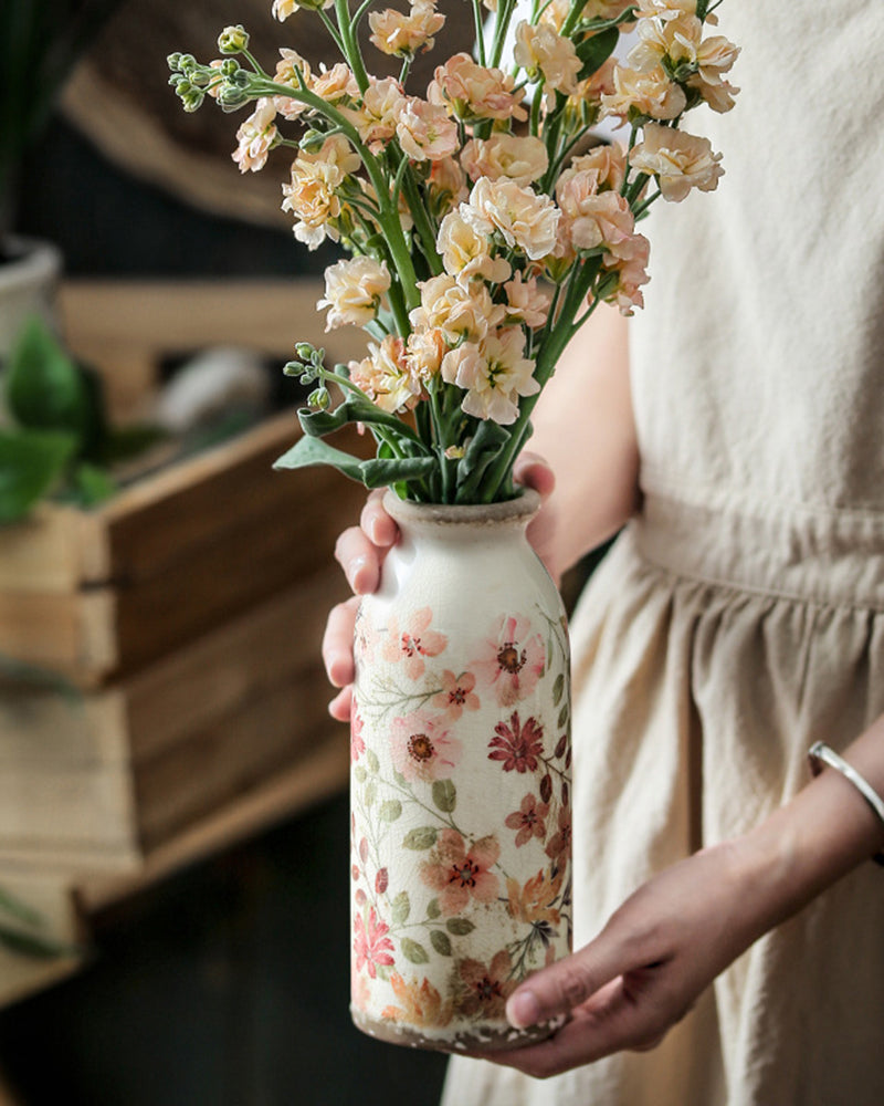 Vintage Floral Tall Vase