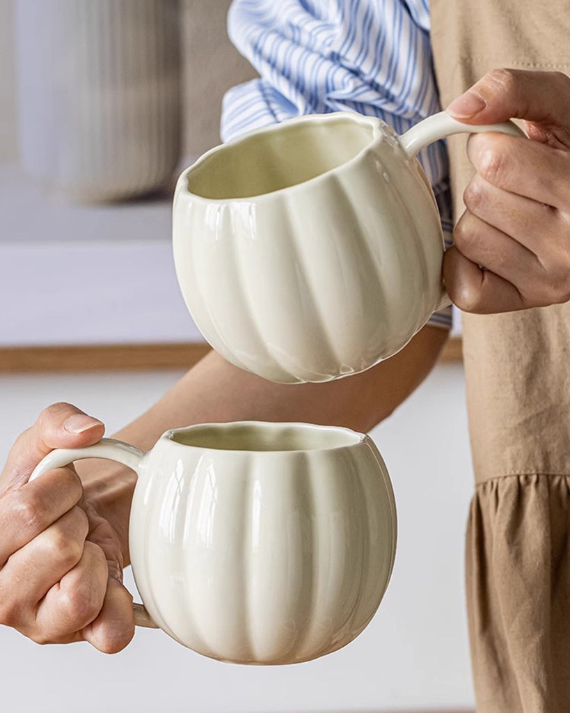 White Ceramic Pumpkin Mug