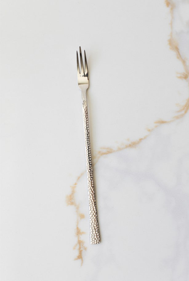 Hammered Stainless Steel Fruit Spoon and Fork