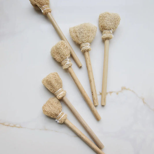 Natural loofah cup brush