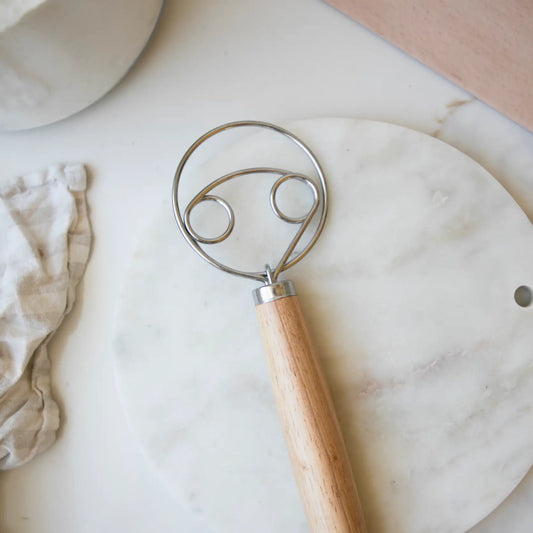 Dough Whisk Wooden Handle