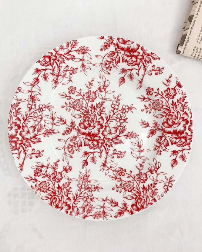 Vintage Blue and Red Floral Plates