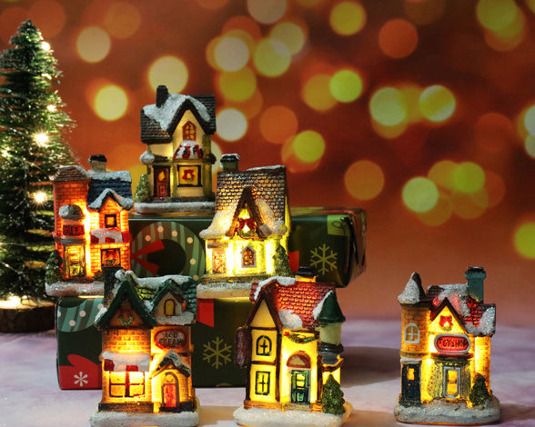 LED Lighted Christmas Village Houses
