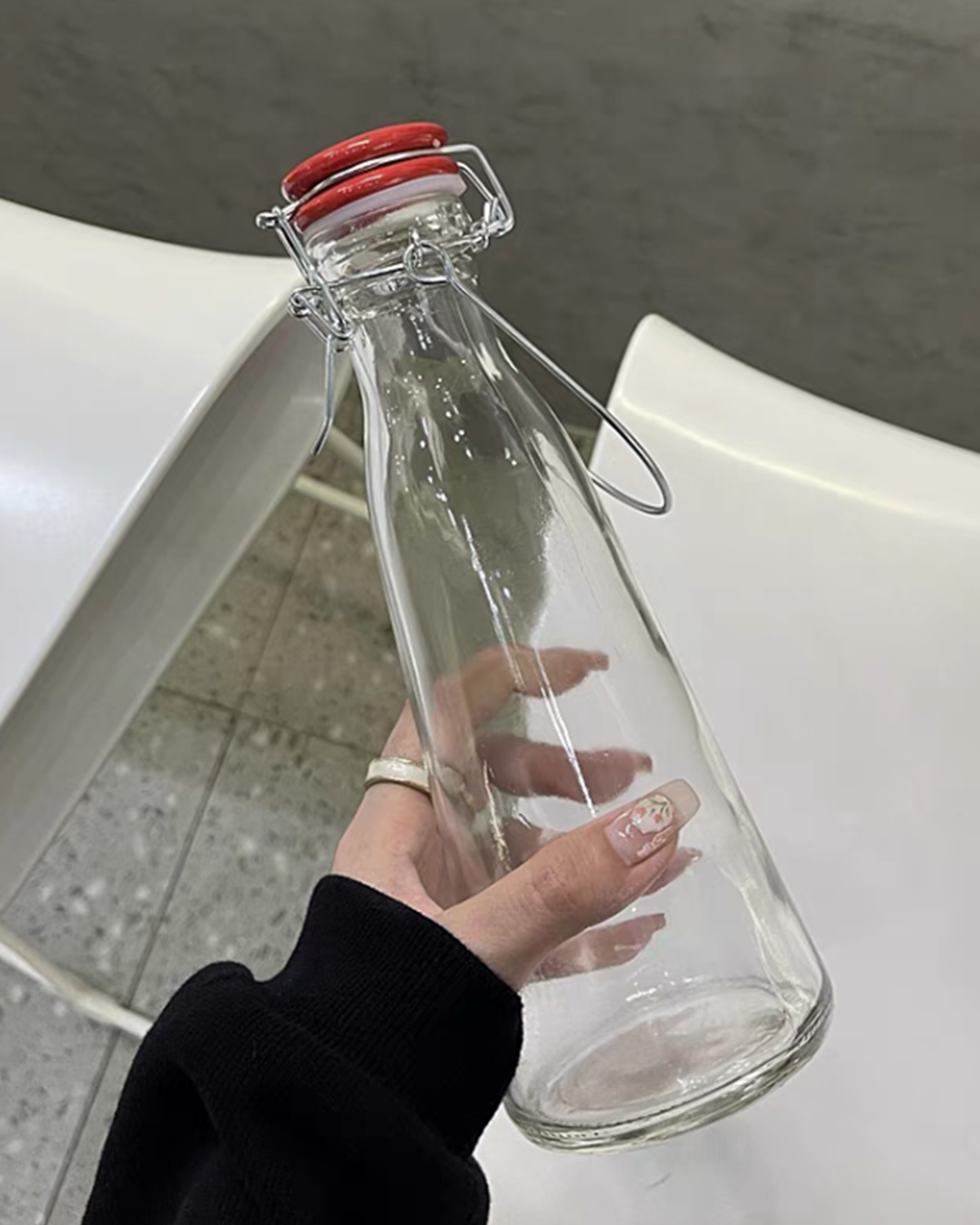 Vintage French Glass Milk Bottle