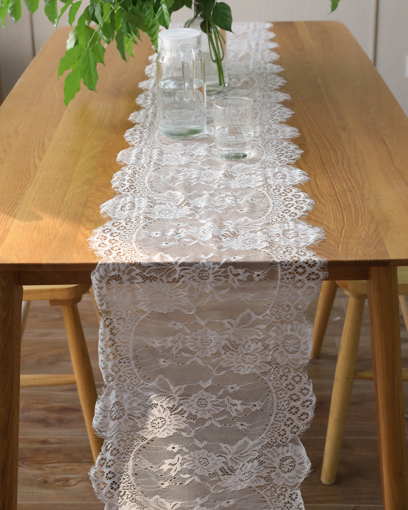 Black and White Lace Table Runner