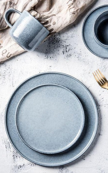 Blue Flat Ceramic Dinner Plates