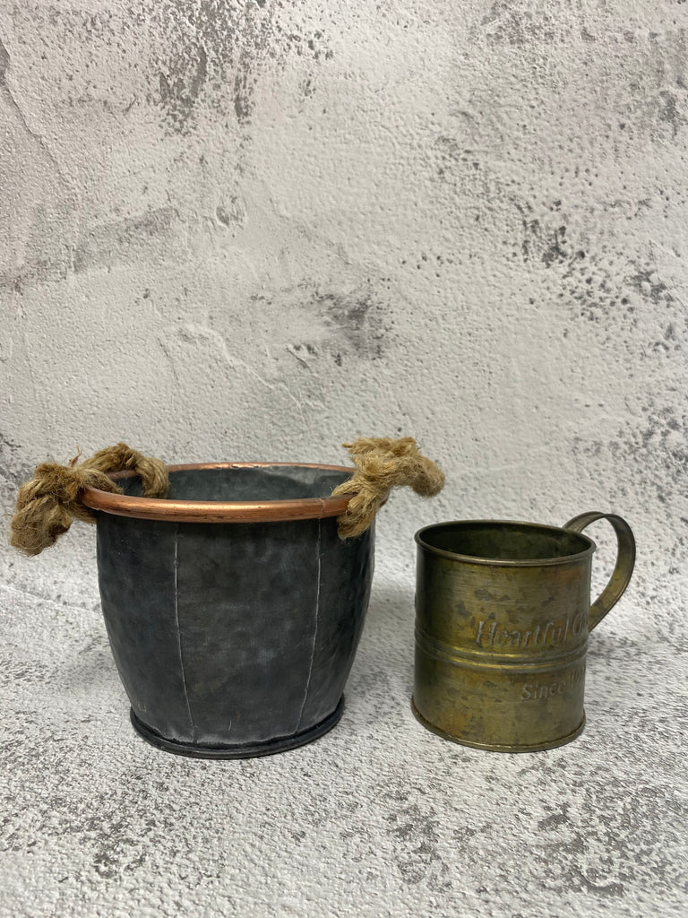 Rustic Cup with Rope Handles