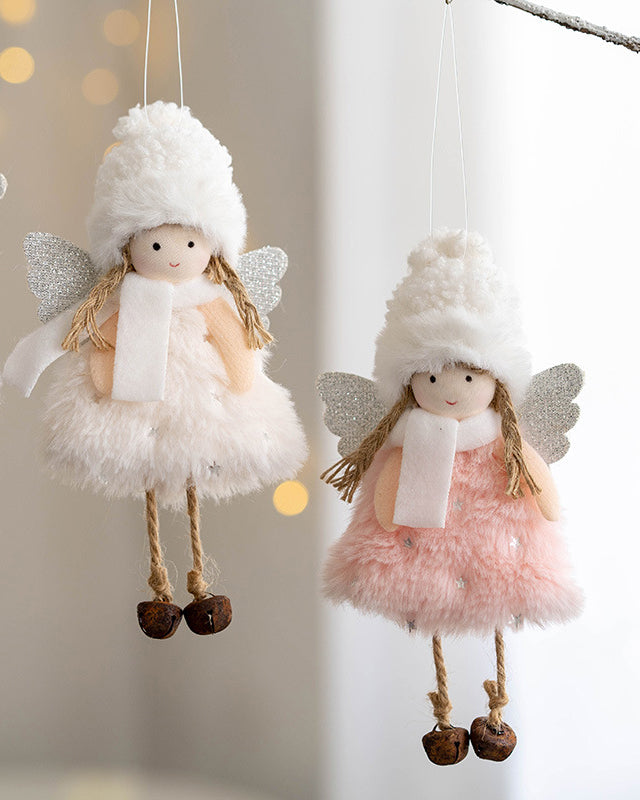 Christmas Plush Angel White Scarf Girl Xmas Ornaments