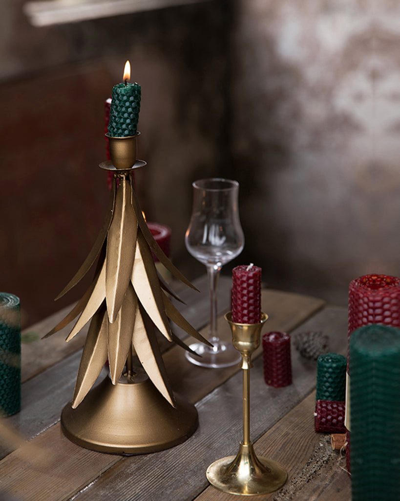 Handmade Gold Christmas Tree Candle Holder