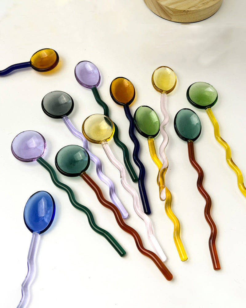 Glass Colored Stirring Spoon