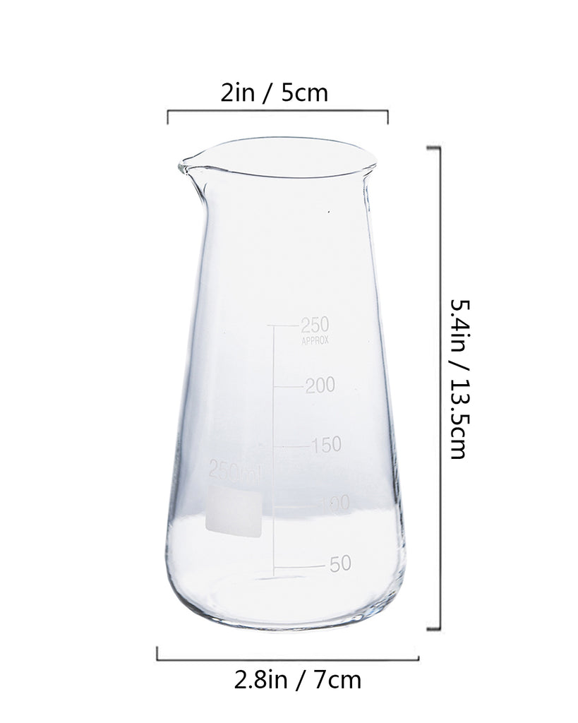 Conical Glass Bottle with Measurements