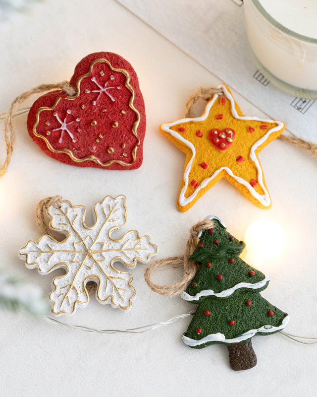 Resin Christmas Cookies Ornament 4 pieces 