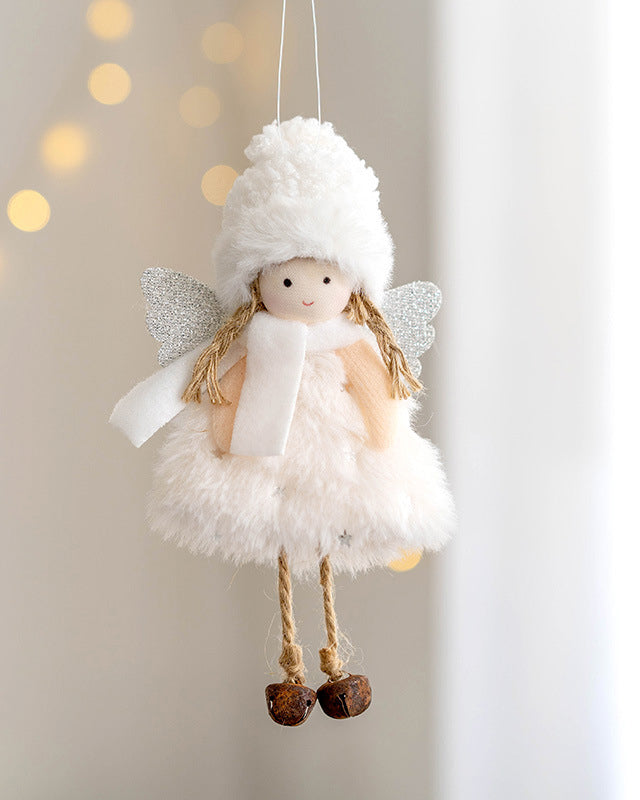 Christmas Plush Angel White Scarf Girl Xmas Ornaments