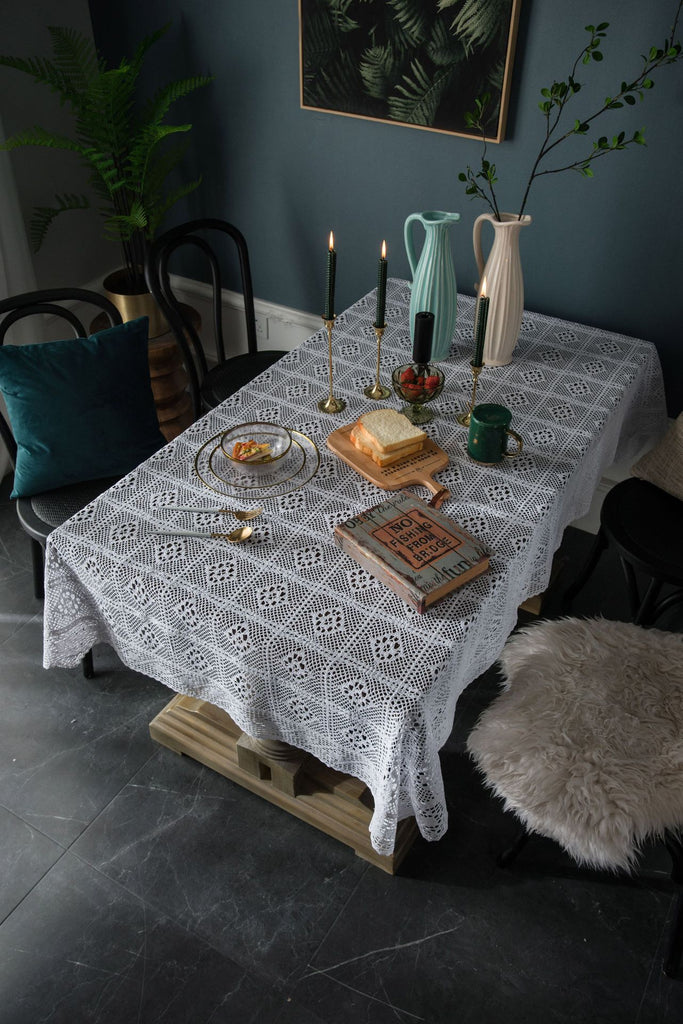 white lace tablecloth