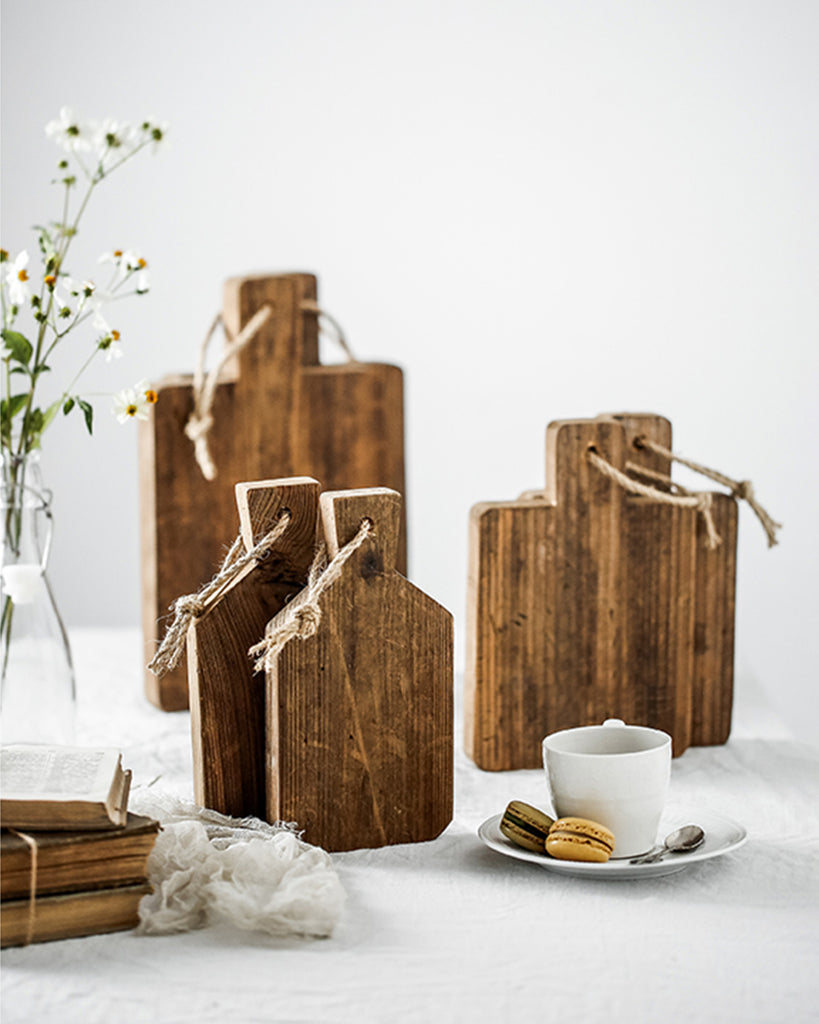 distressed wood cutting board food photography prop