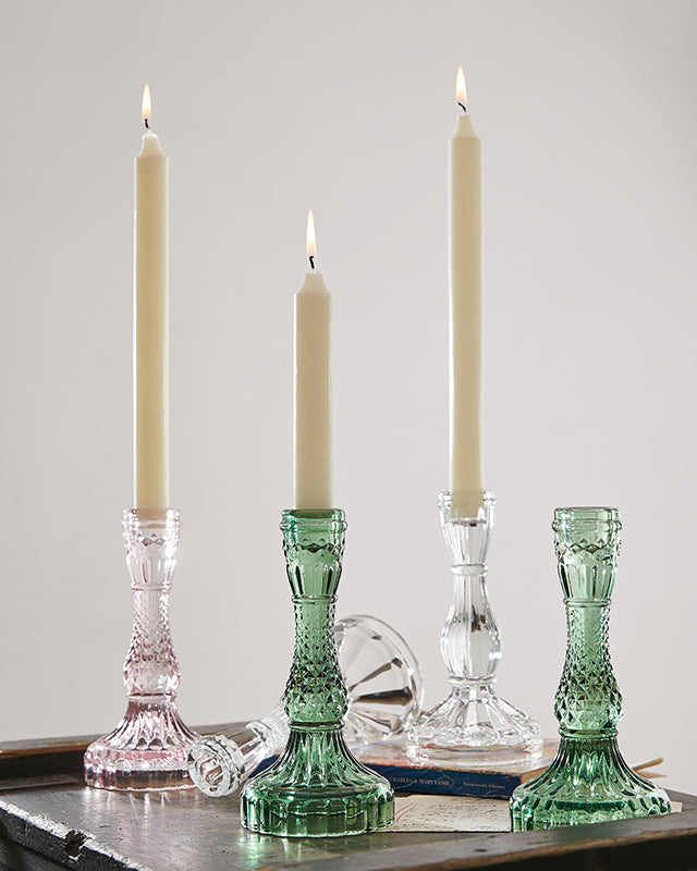 French Vintage Glass Candle Holder