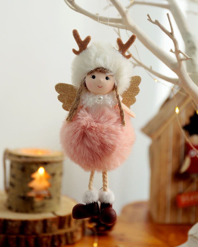 Christmas Plush Hanging Ornament Elk Antlers Angel