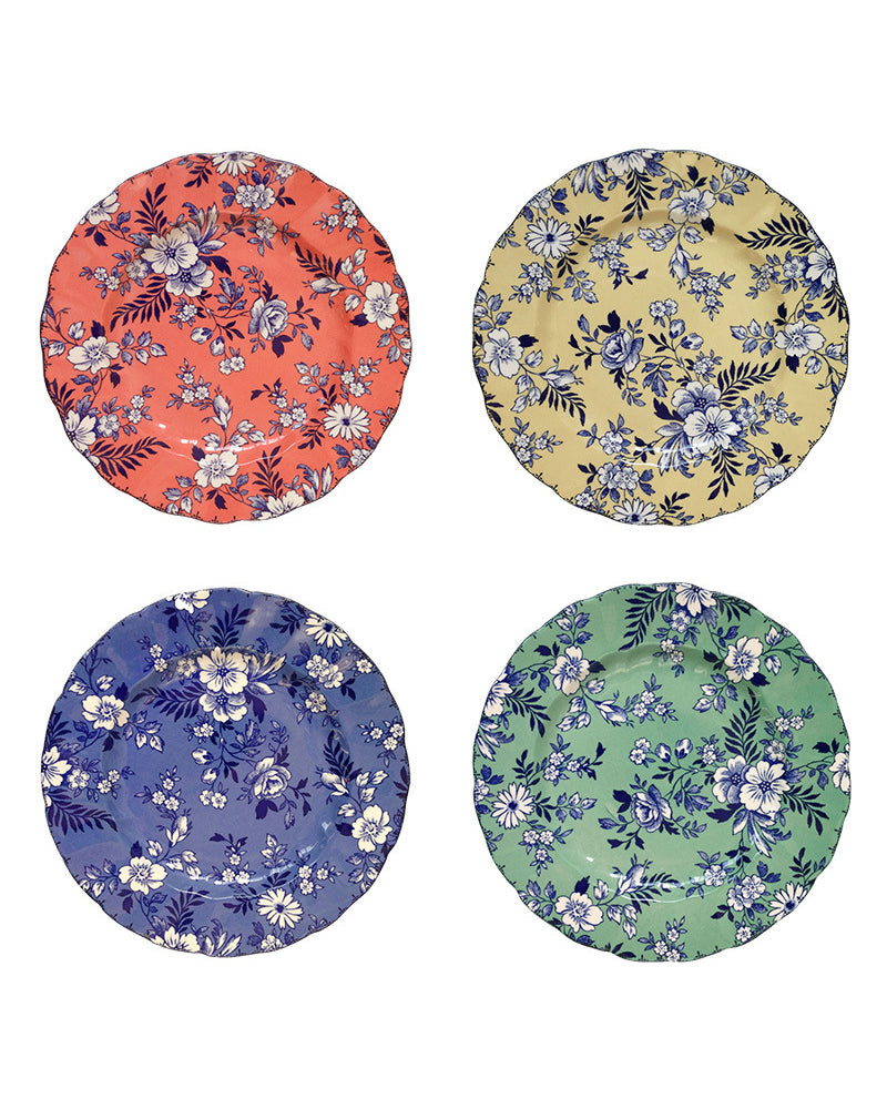 Four-Colors Floral Vintage Plates