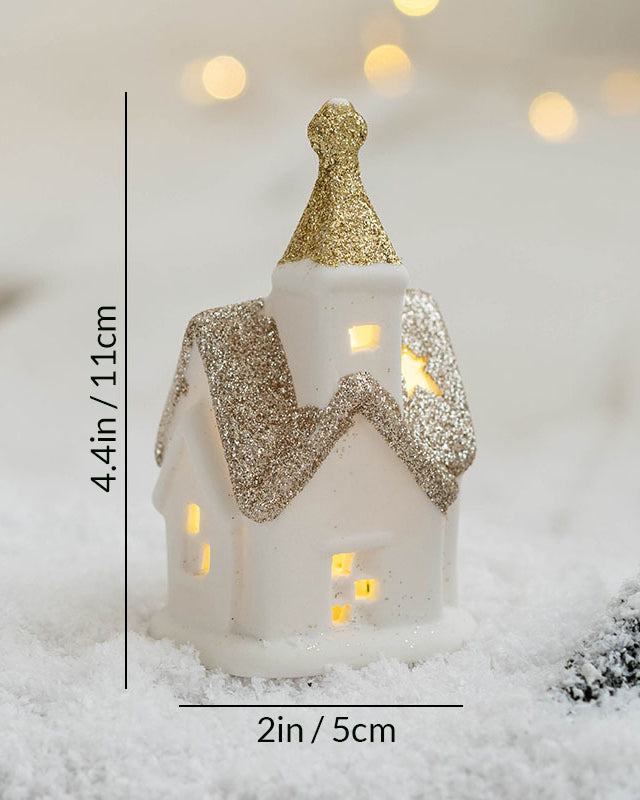 White Ceramic Christmas Village with LED light