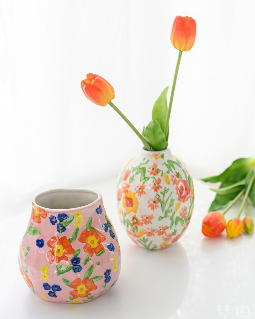 Handpainted Flowers Vase