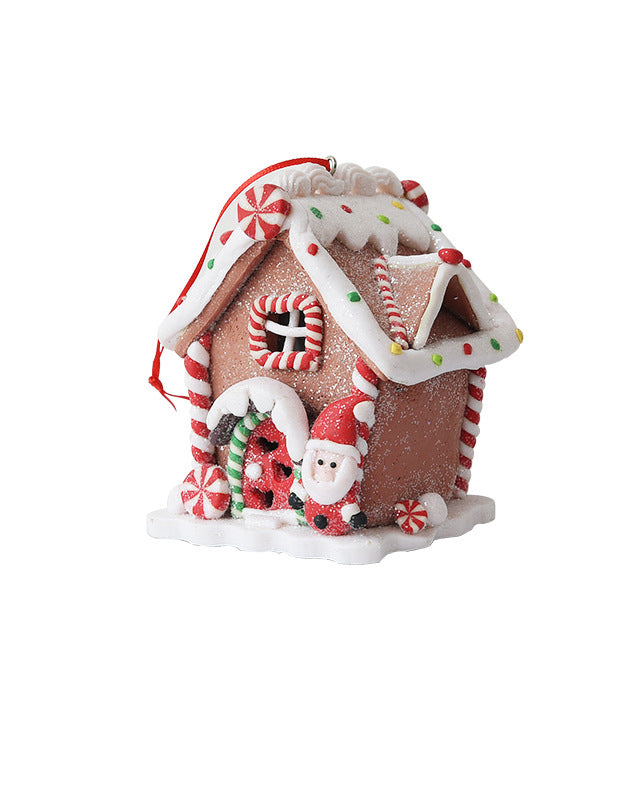 Christmas Candy House Santa Ornaments