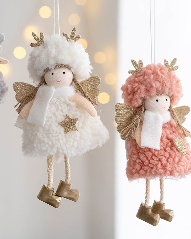 Christmas Top Hat Angel Antlers Plush Ornament