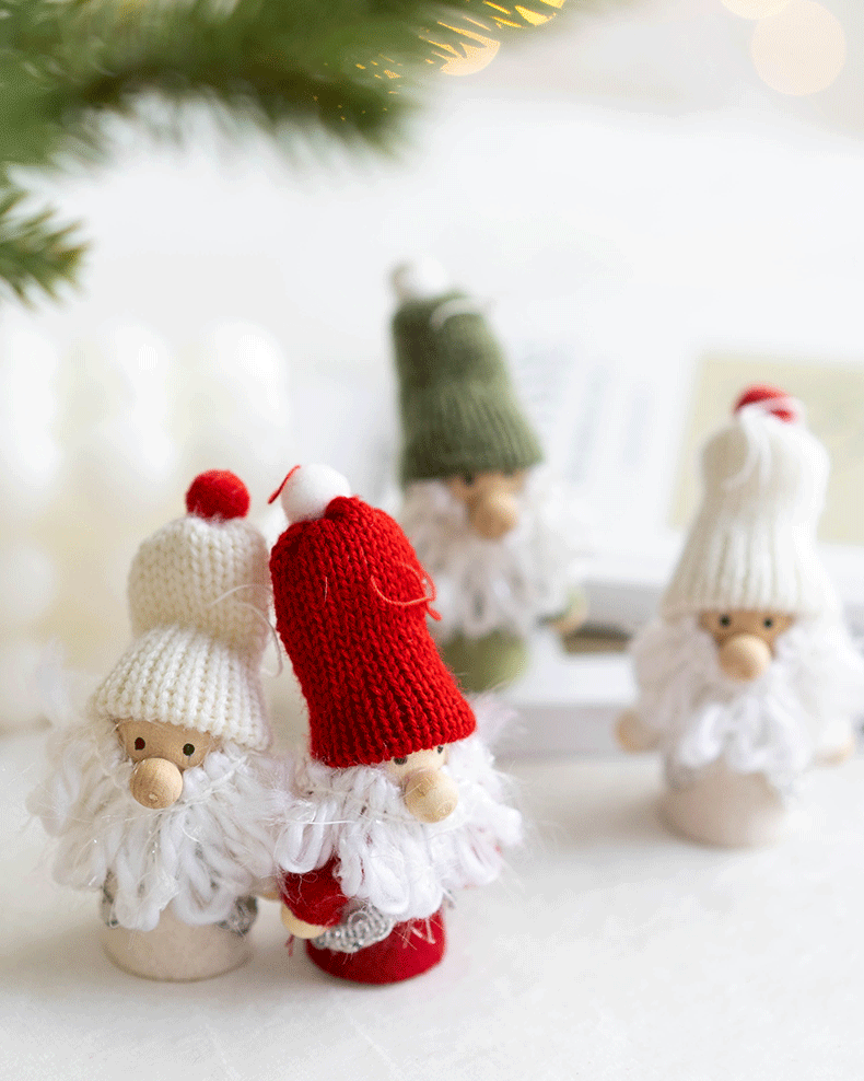 White Beard Faceless Old Man Knitted Doll Ornament