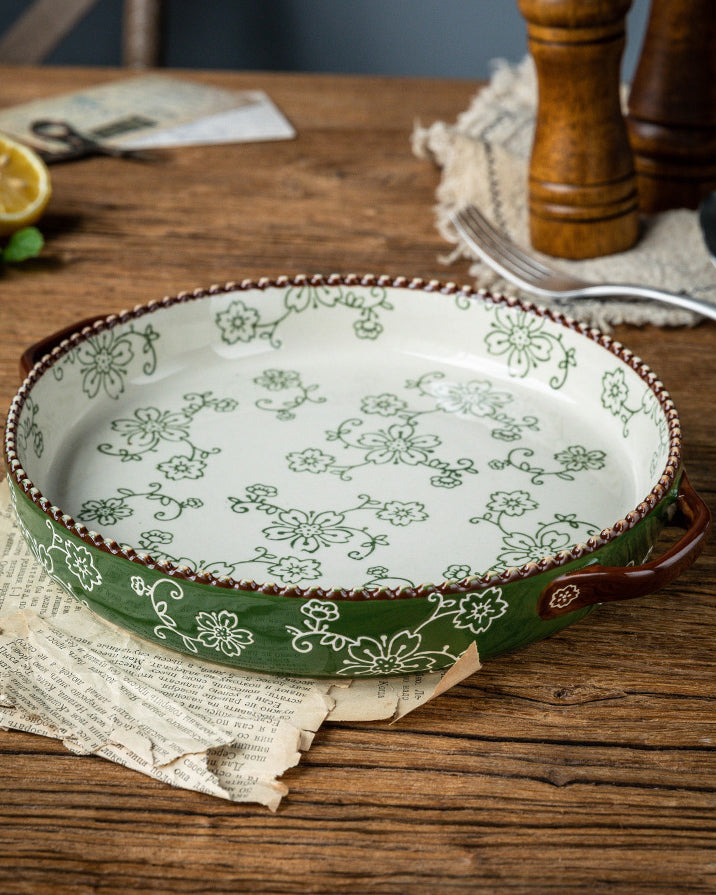 Floral Plates with Handles