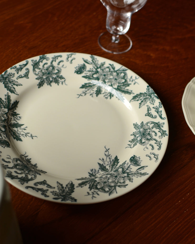 Antique Green Floral Plate