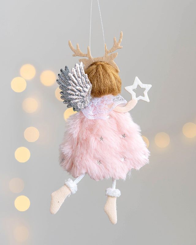 Christmas Plush Antlers Angel Ornament