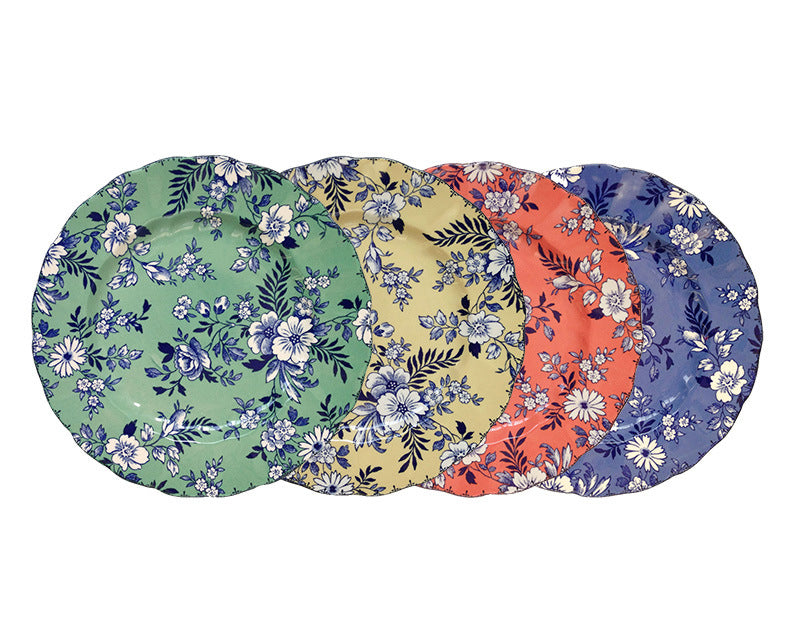 Four-Colors Floral Vintage Plates