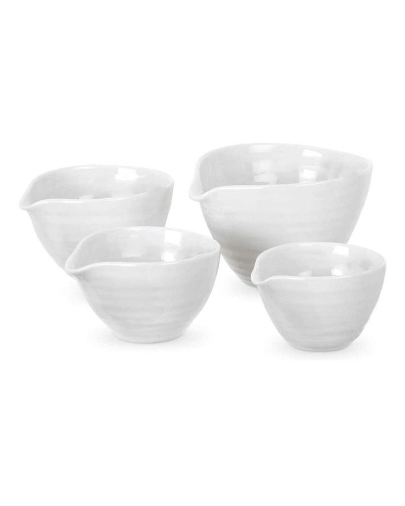 Simple White Drizzle Pouring Bowl (4 pieces)