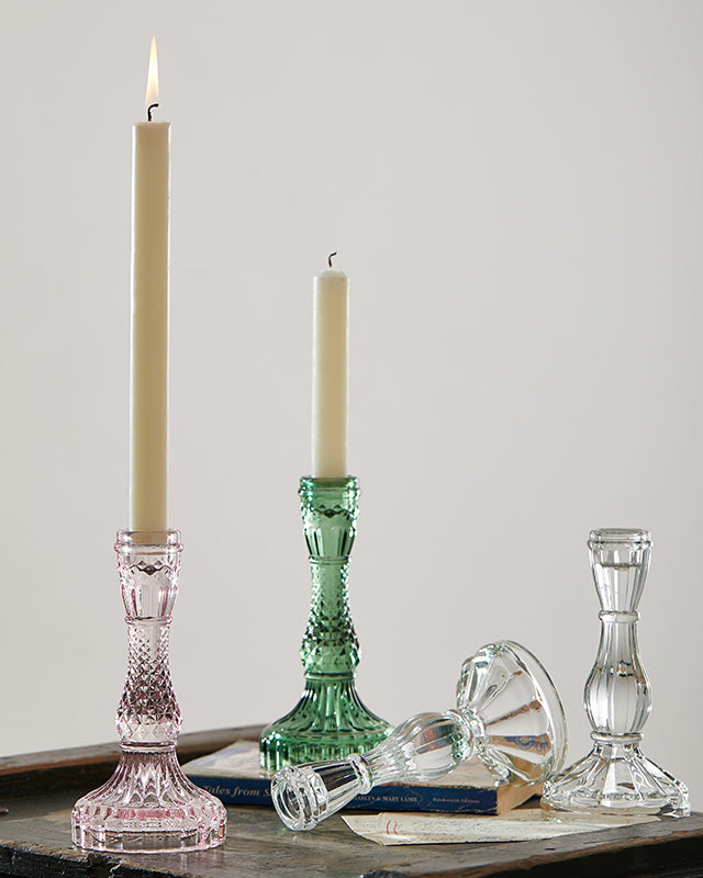 French Vintage Glass Candle Holder
